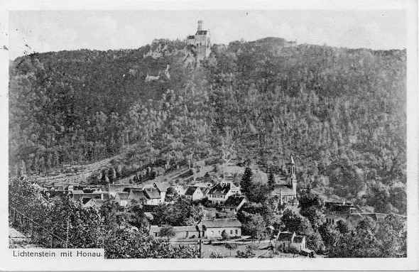 Honau mit Schloss Lichtenstein, Historisches Postkartenmotiv, 1911