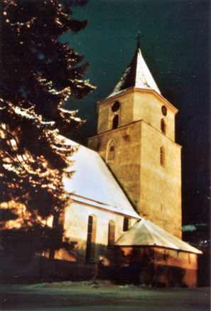 Johanneskirche Unterhausen Winter 1980 (Foto W.Reiff)