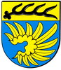 Das Honauer Wappen verbindet den Adlerflügel aus dem Wappen der Herren von Lichtenstein mit der württembergischen Hirschstange: Unter goldenem Schildhaupt, darin eine schwarze Hirschstange, in Blau ein goldener Adlerflügel