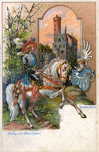 Georg von Sturmfeder, Figur in dem Roman Lichtenstein von Wilhelm Hauff, Historisches Postkartenmotiv (um 1900)